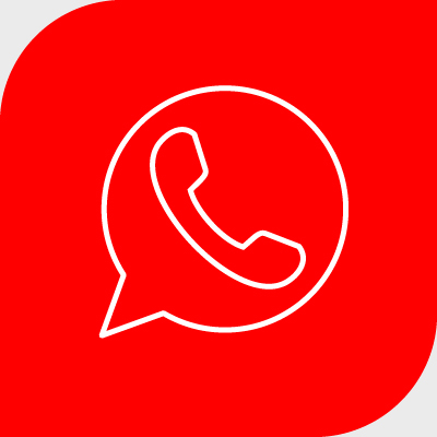 WhatsApp Zeichen in weiß auf rotem Hintergrund