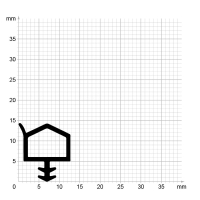 Maßstabgetreuer Profilquerschnitt der Zimmertürdichtung ZT071 auf Millimeterpapier.