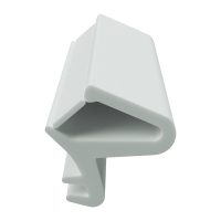 3D Modell der Zimmertürdichtung ZT087 in weiß für senkrechte Nuten zum Türblatt mit Ausreißsteg.