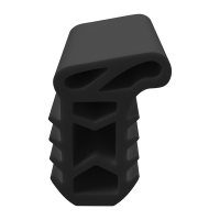 3D Modell der Stahlzargendichtung SZ022 in schwarz für senkrechte Nuten zum Türblatt.