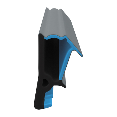 3D Modell der Flügelfalzdichtung FF012 in anthrazit für seitliche Nuten.