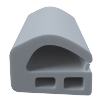 3D Modell der Stahlzargendichtung SZ122 in grau für seitliche Nuten zum Tüblatt mit integriertem Ausreißsteg.