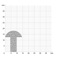 Maßstabgetreuer Profilquerschnitt der Moosgummidichtung MG019 auf Millimeterpapier.