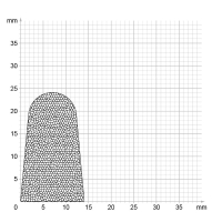 Maßstabgetreuer Profilquerschnitt der Moosgummidichtung MG024 auf Millimeterpapier.