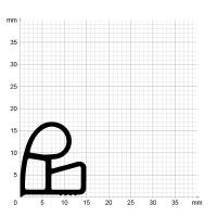 Maßstabgetreuer Profilquerschnitt der Stahlzargendichtung SZ123 auf Millimeterpapier.