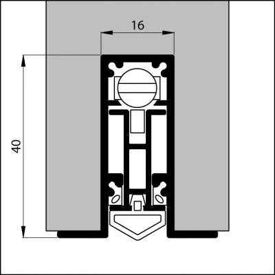 Automatische Türbodendichtung aus aluminium pressblank. mit 630 mm Länge.