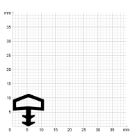 Maßstabgetreuer Profilquerschnitt der Zimmertürdichtung ZT022 auf Millimeterpapier.