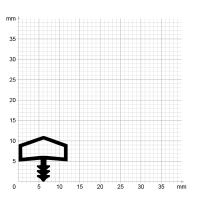 Maßstabgetreuer Profilquerschnitt der Zimmertürdichtung ZT039 auf Millimeterpapier.
