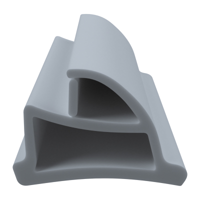 3D Modell der Stahlzargendichtung SZ307 in grau für senkrechte Nuten zum Tüblatt mit integriertem Ausreißsteg.