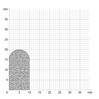 Maßstabgetreuer Profilquerschnitt der Moosgummidichtung MG029 auf Millimeterpapier.