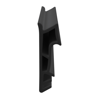 3D Modell der Flügelfalzdichtung FF046 in schwarz für seitliche Nuten.