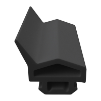 3D Modell der Zimmertürdichtung ZT062 in schwarz für senkrechte Nuten zum Türblatt.