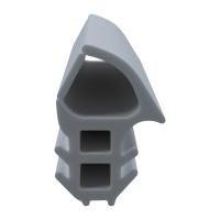 3D Modell der Stahlzargendichtung SZ282 in grau für senkrechte Nuten zum Tüblatt mit integriertem Ausreißsteg.