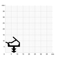 Maßstabgetreuer Profilquerschnitt der Zimmertürdichtung ZT081 auf Millimeterpapier.