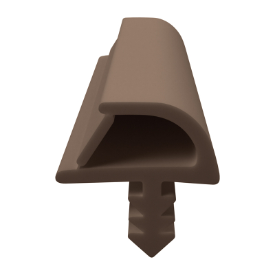 3D Modell der Zimmertürdichtung ZT088 in braun für senkrechte Nuten zum Türblatt mit Ausreißsteg.