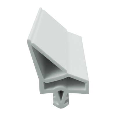 3D Modell der Zimmertürdichtung ZT079 in weiß für senkrechte Nuten zum Türblatt mit Ausreißsteg.