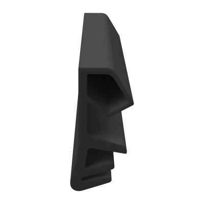 3D Modell der Flügelfalzdichtung FF091 in schwarz für seitliche Nuten.