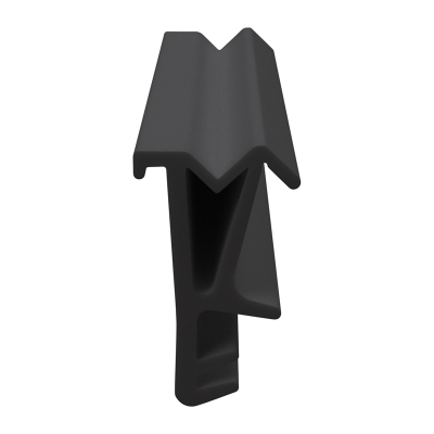 3D Modell der Flügelfalzdichtung FF104 in schwarz für seitliche Nuten.