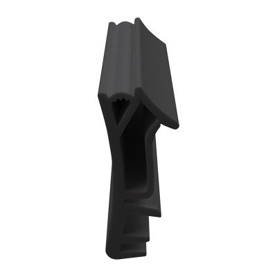 3D Modell der Flügelfalzdichtung FF061 in schwarz für seitliche Nuten.