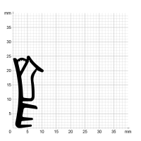 Maßstabgetreuer Profilquerschnitt der Flügelfalzdichtung FF061 auf Millimeterpapier.