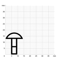 Maßstabgetreuer Profilquerschnitt der Stahlzargendichtung SZ386 auf Millimeterpapier.